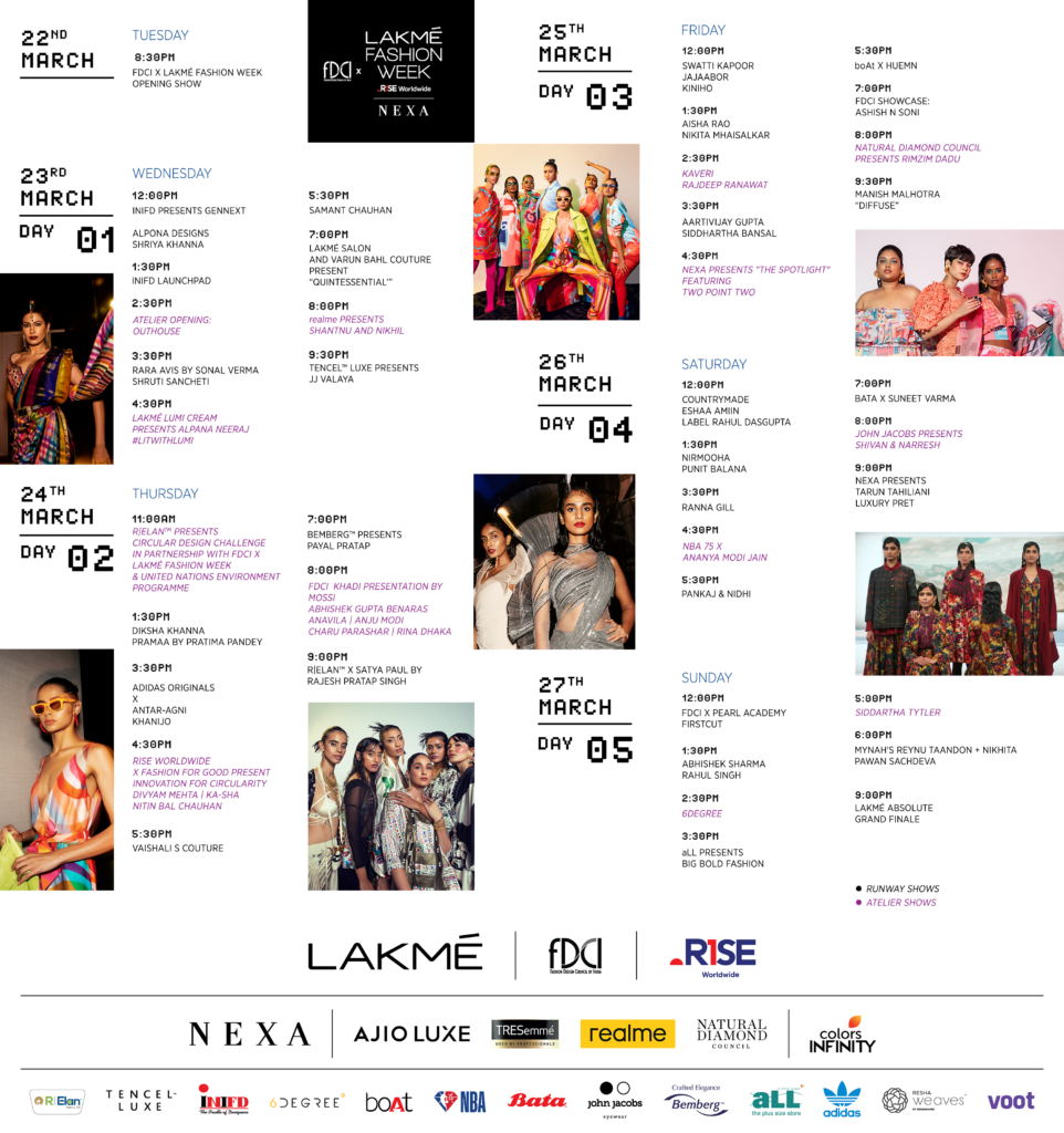 FDCI X Lakmé Fashion Week, 2327 March 2022, the final Schedule prepared